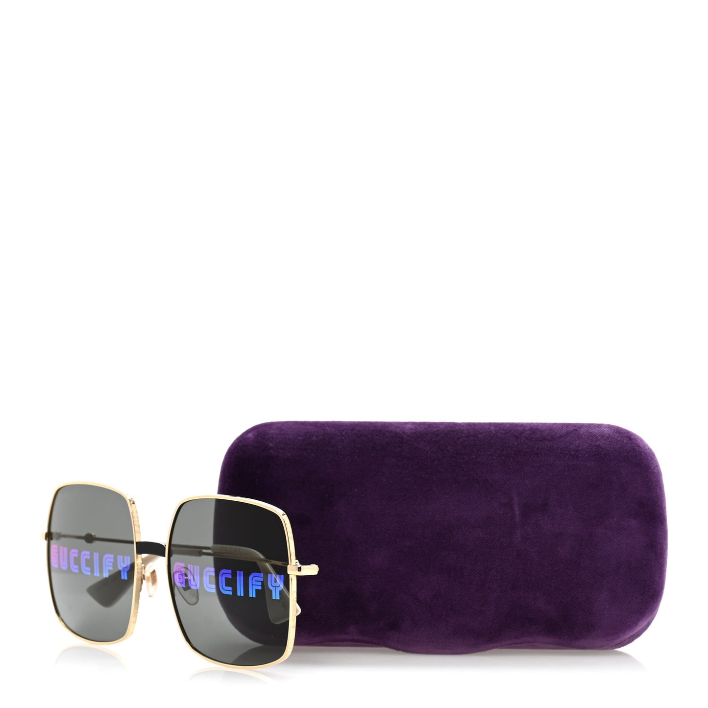 Metal Rectangular Guccify Frame Sunglasses GG0414S Gold