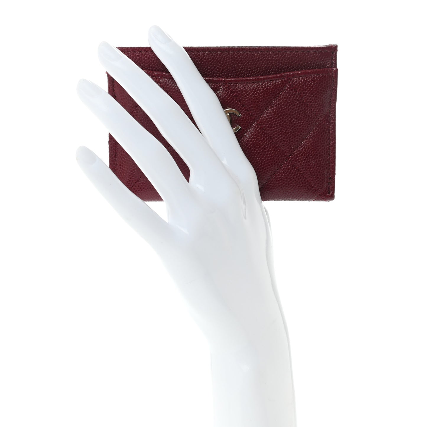 Caviar Quilted Card Holder Burgundy