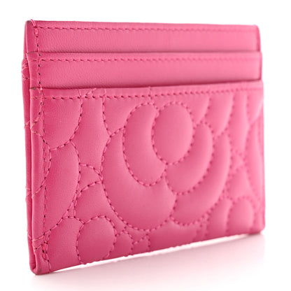 Chanel Lambskin Camellia Embossed Card Holder Fuchsia 3 of 13