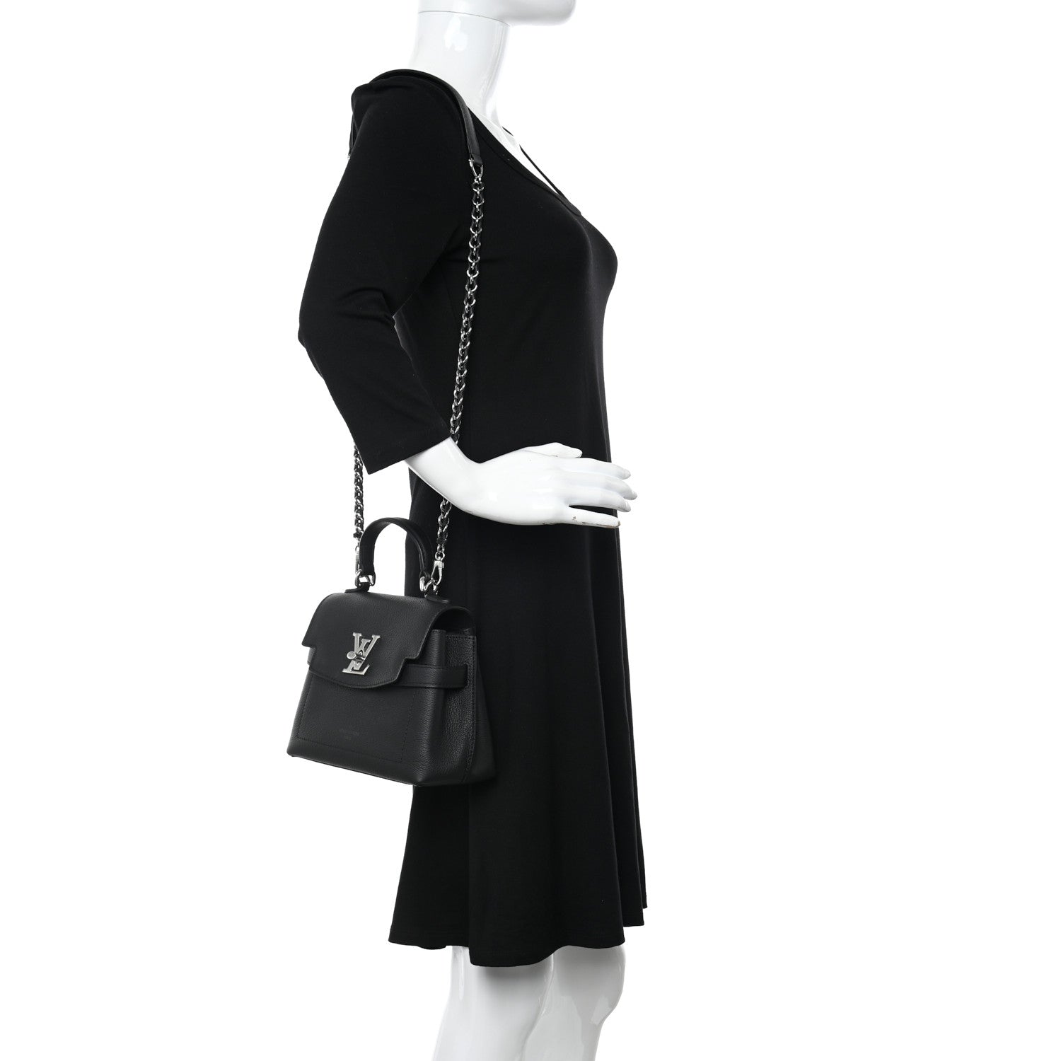 Louis Vuitton Calfskin Lockme Ever Mini Black 2 of 14