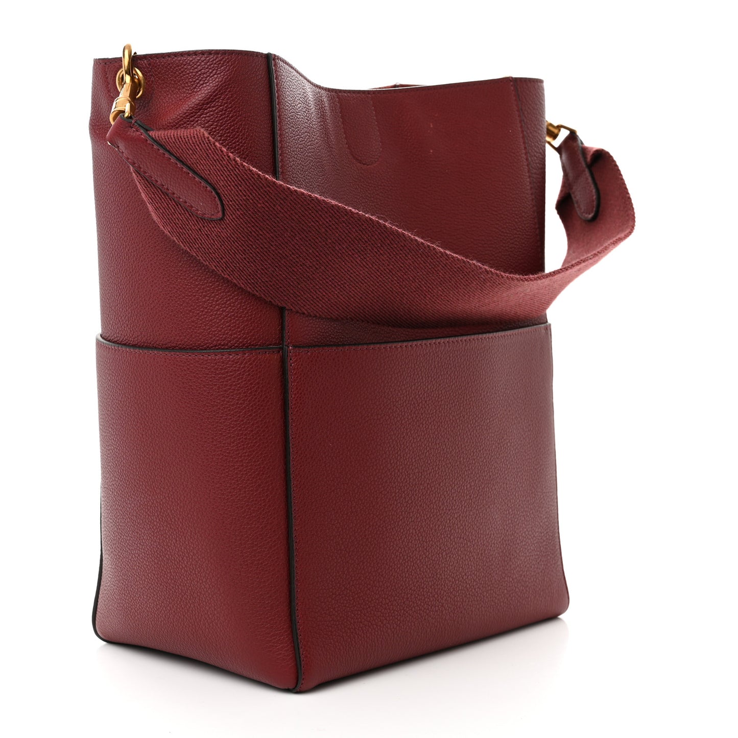 Soft Grained Calfskin Sangle Bucket Bag Light Burgundy