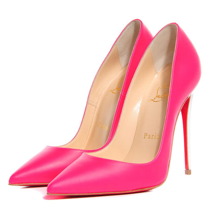 Christian Louboutin Matte Calfskin Jazz Calf Fluo So Kate 120 Pumps 35 Fuchsia White 3 of 6