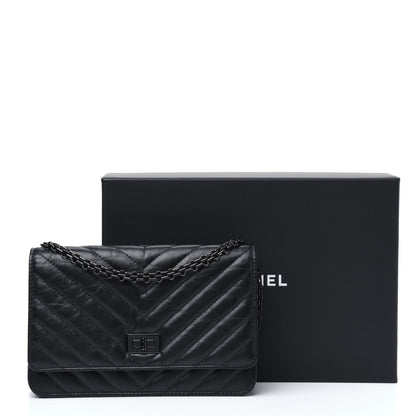 Chanel Aged Calfskin Chevron Quilted Reissue Wallet On Chain WOC So Black 13 of 13