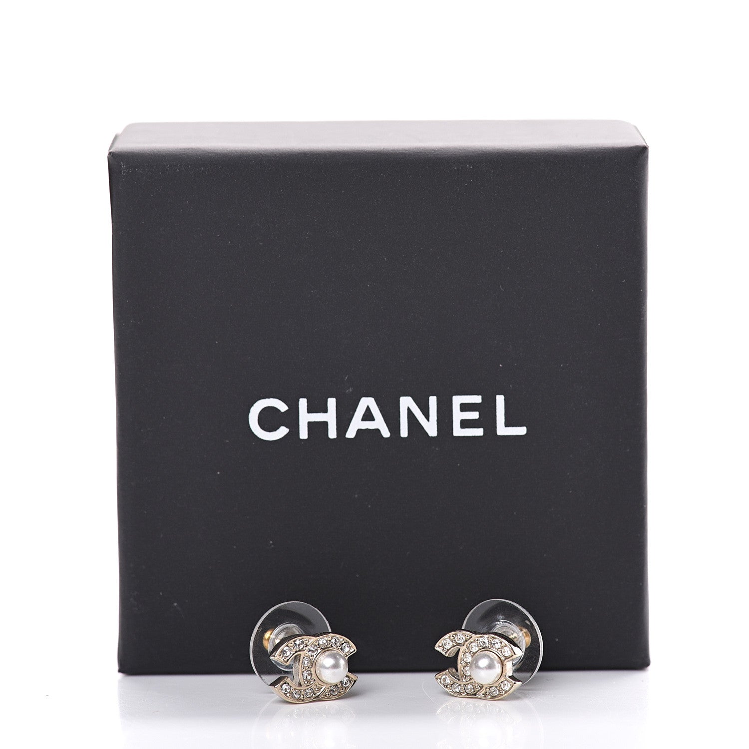 Chanel Crystal Pearl CC Stud Earrings 5 of 5