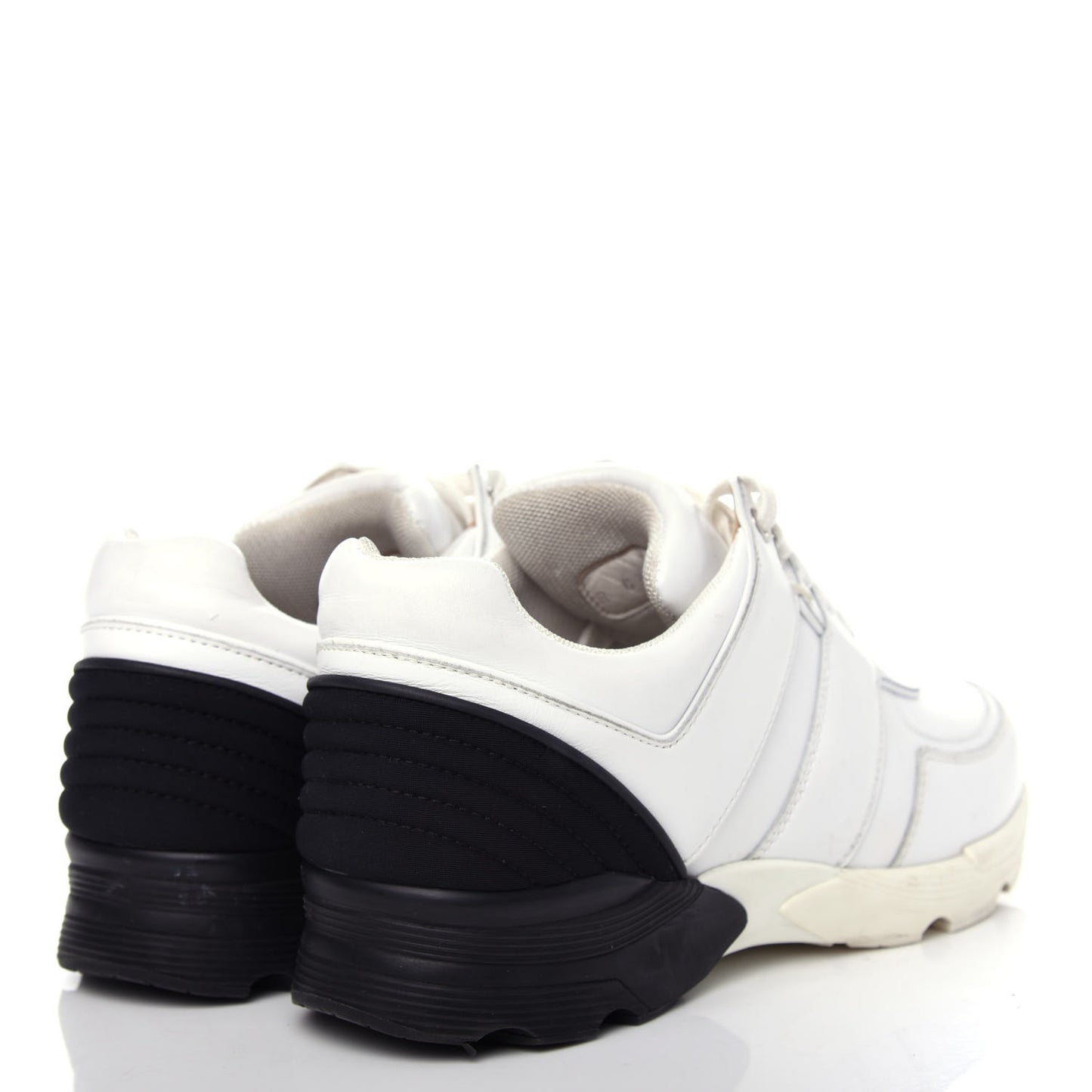 Calfskin Lambskin Womens CC Sneakers 38.5 White Black