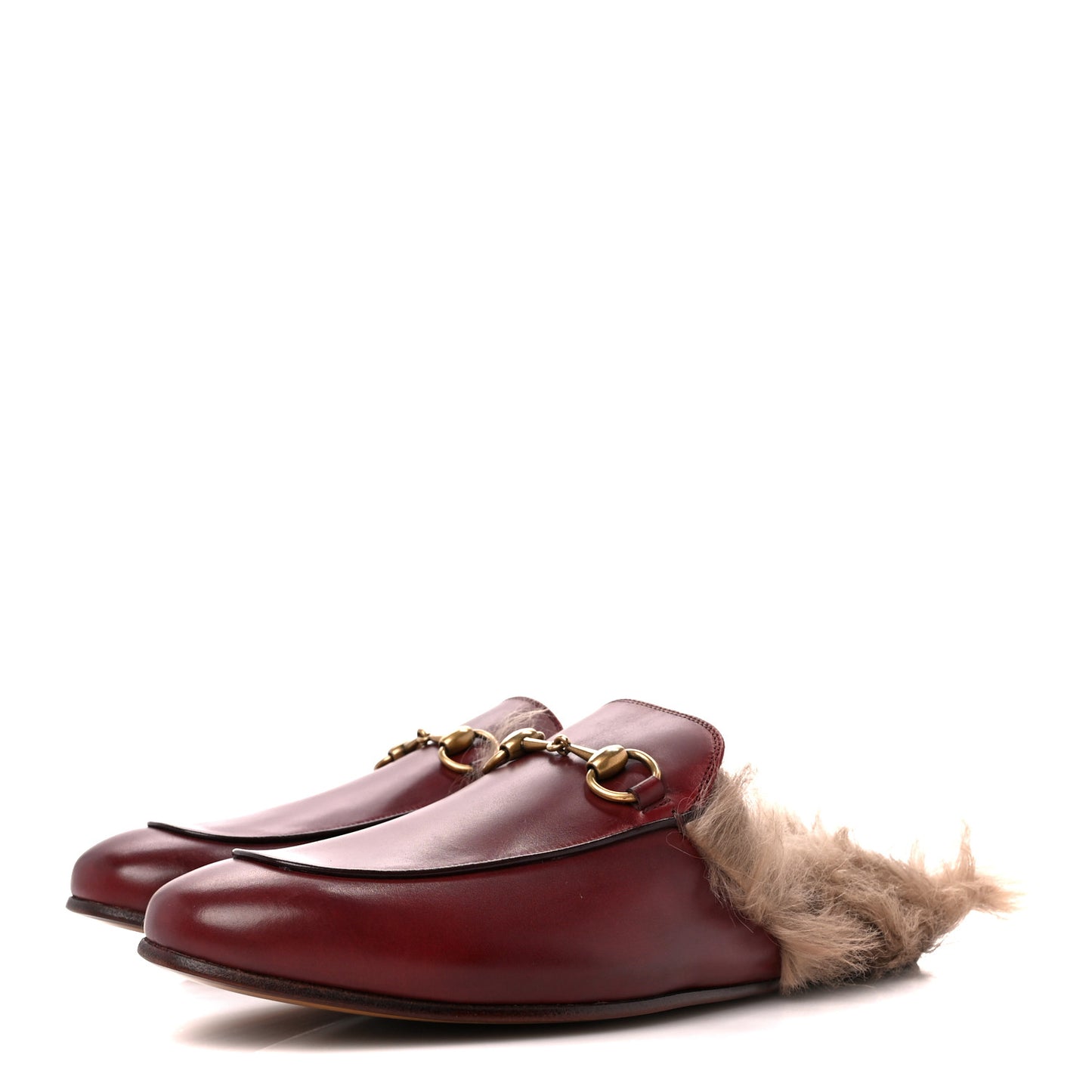 Betis Glamour Calfskin Granada Kid Fur Mens Princetown Slippers 8 Ruby Bordeaux Naturale