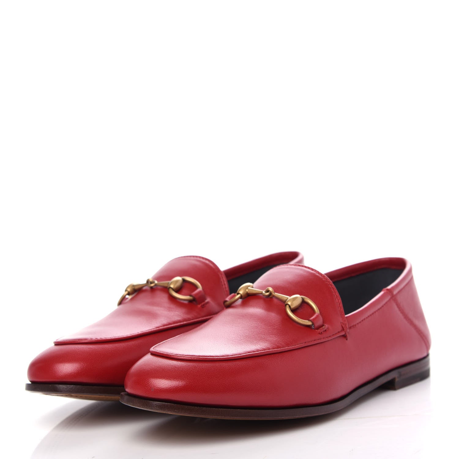 Gucci Lambskin Womens Brixton Horsebit Loafers 35.5 Hibiscus Red 3 of 10