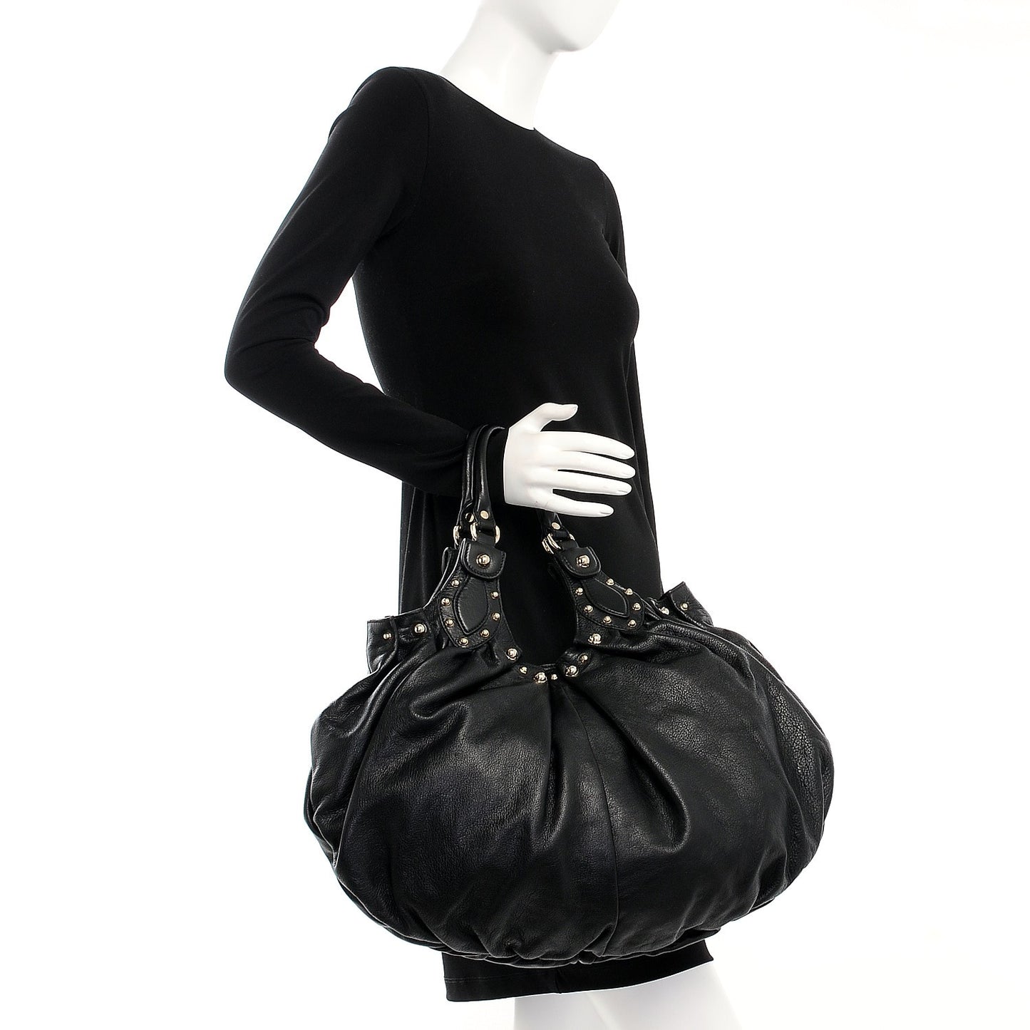 Calfskin Studded Large Pelham Tote Black