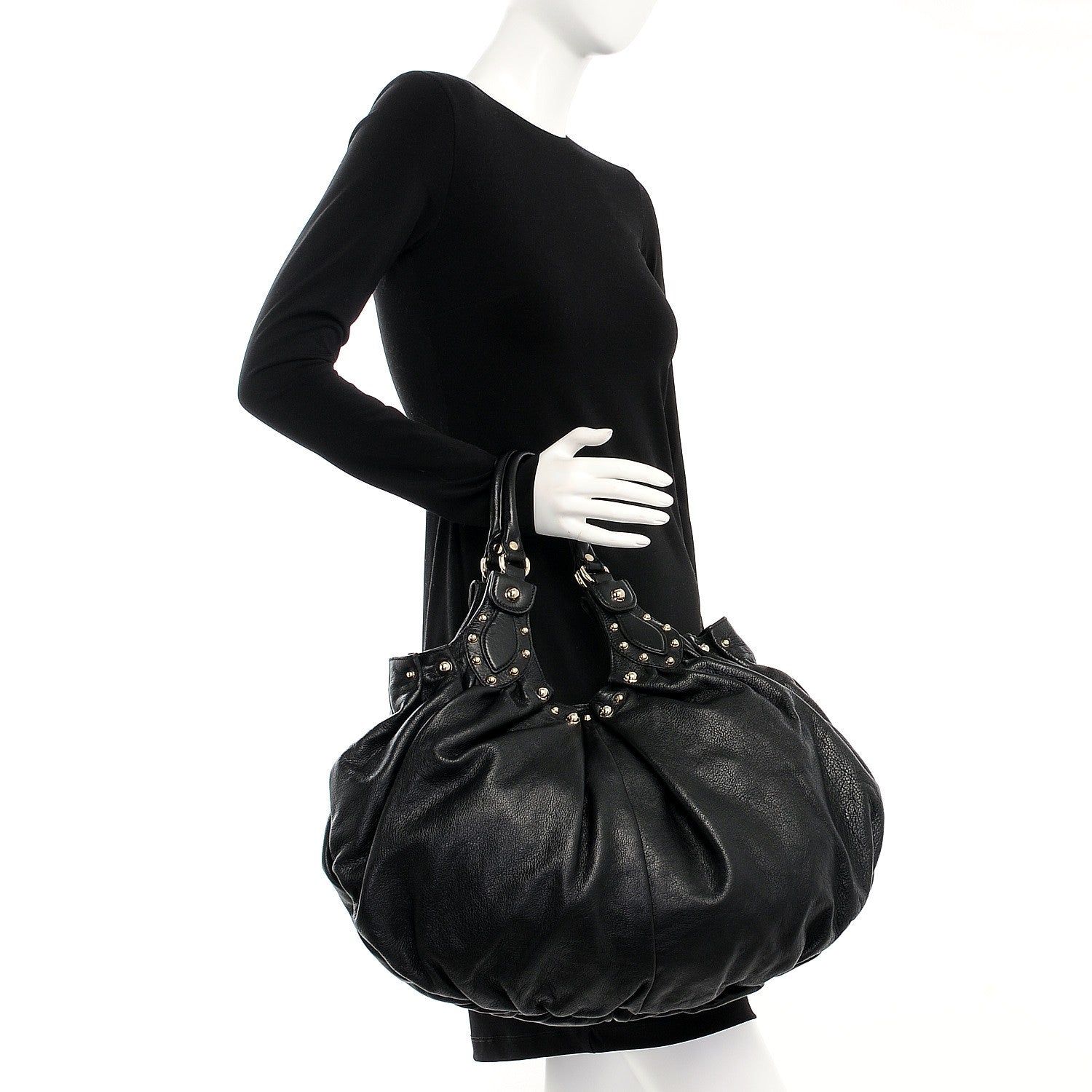 Gucci Calfskin Studded Large Pelham Tote Black 2 of 7
