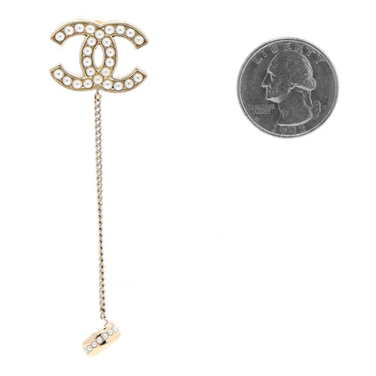 Chanel Pearl CC Chain Cuff Single Earring Gold Pearly White 2 of 4