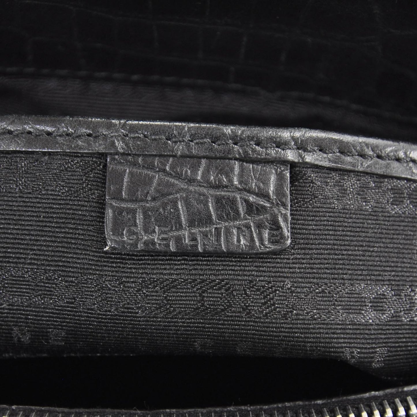 Crocodile Embossed Leather Boogie Satchel Black