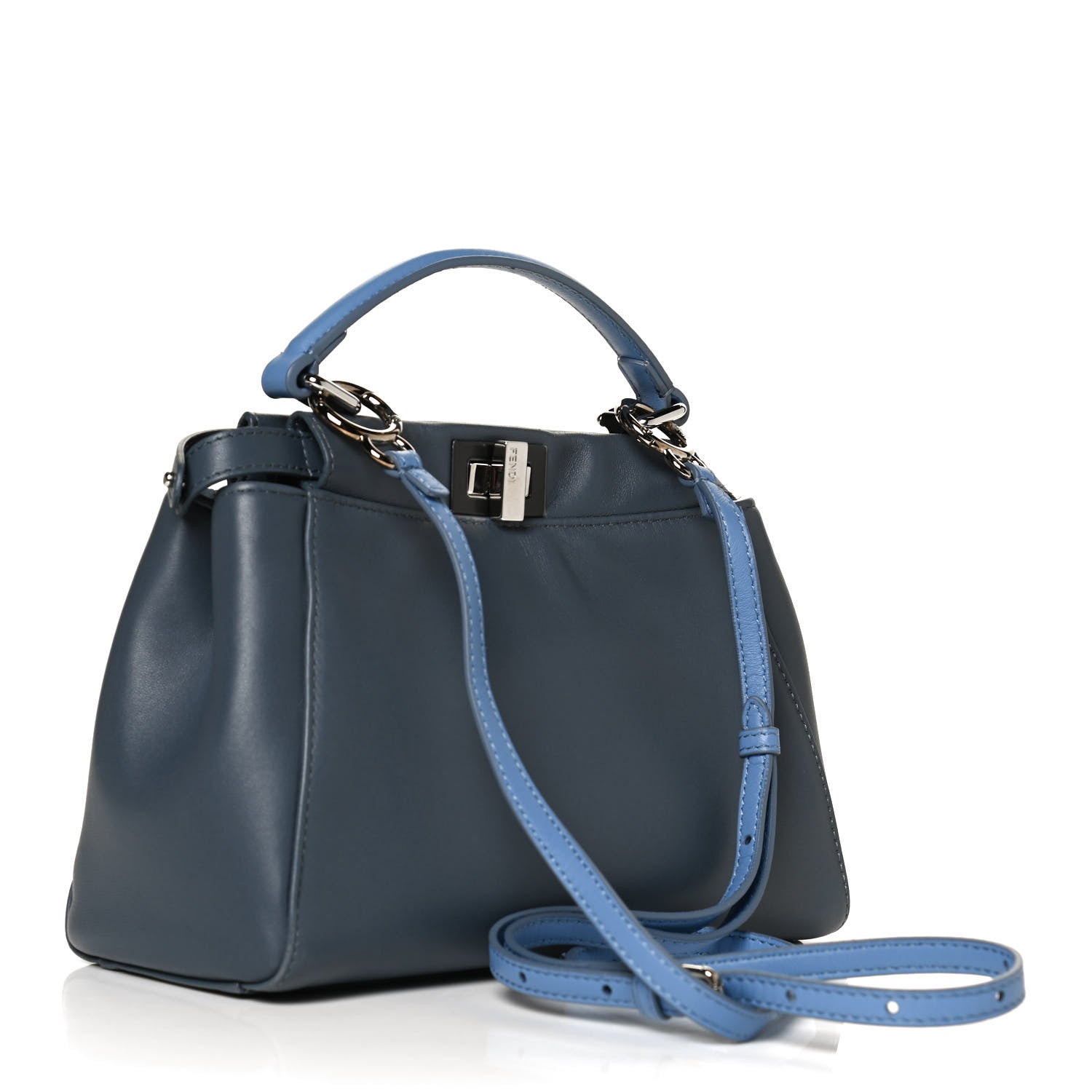 Fendi Nappa Colorblock Mini Peekaboo Iconic Satchel Tempesta Nebula Polvere 3 of 11