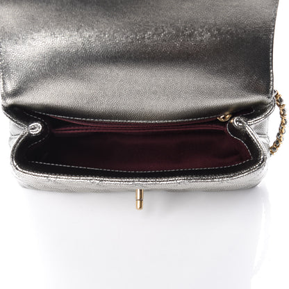 Chanel Metallic Caviar Quilted Mini Coco Handle Flap Silver 5 of 10