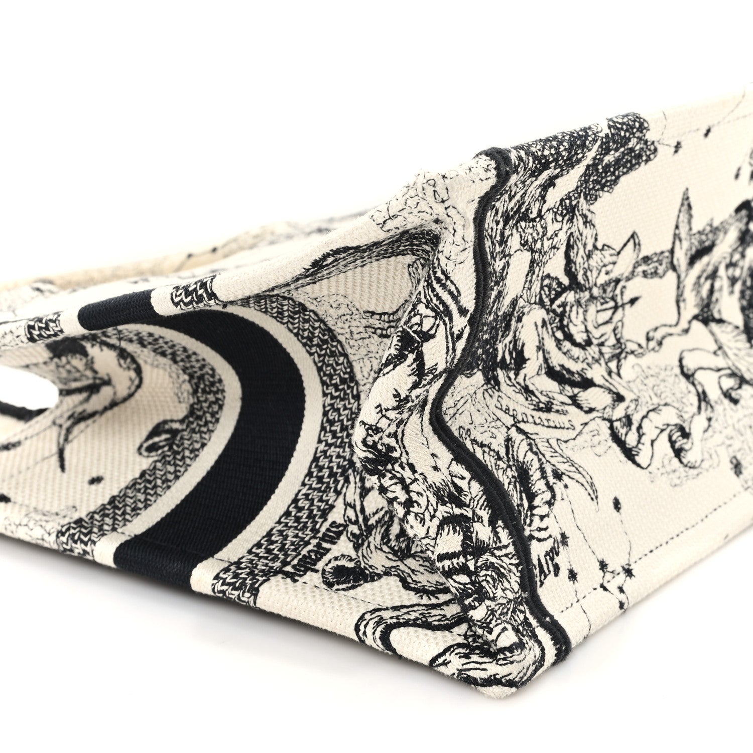 Christian Dior Canvas Embroidered Small Zodiac Toile De Jouy Book Tote Latte 9 of 10