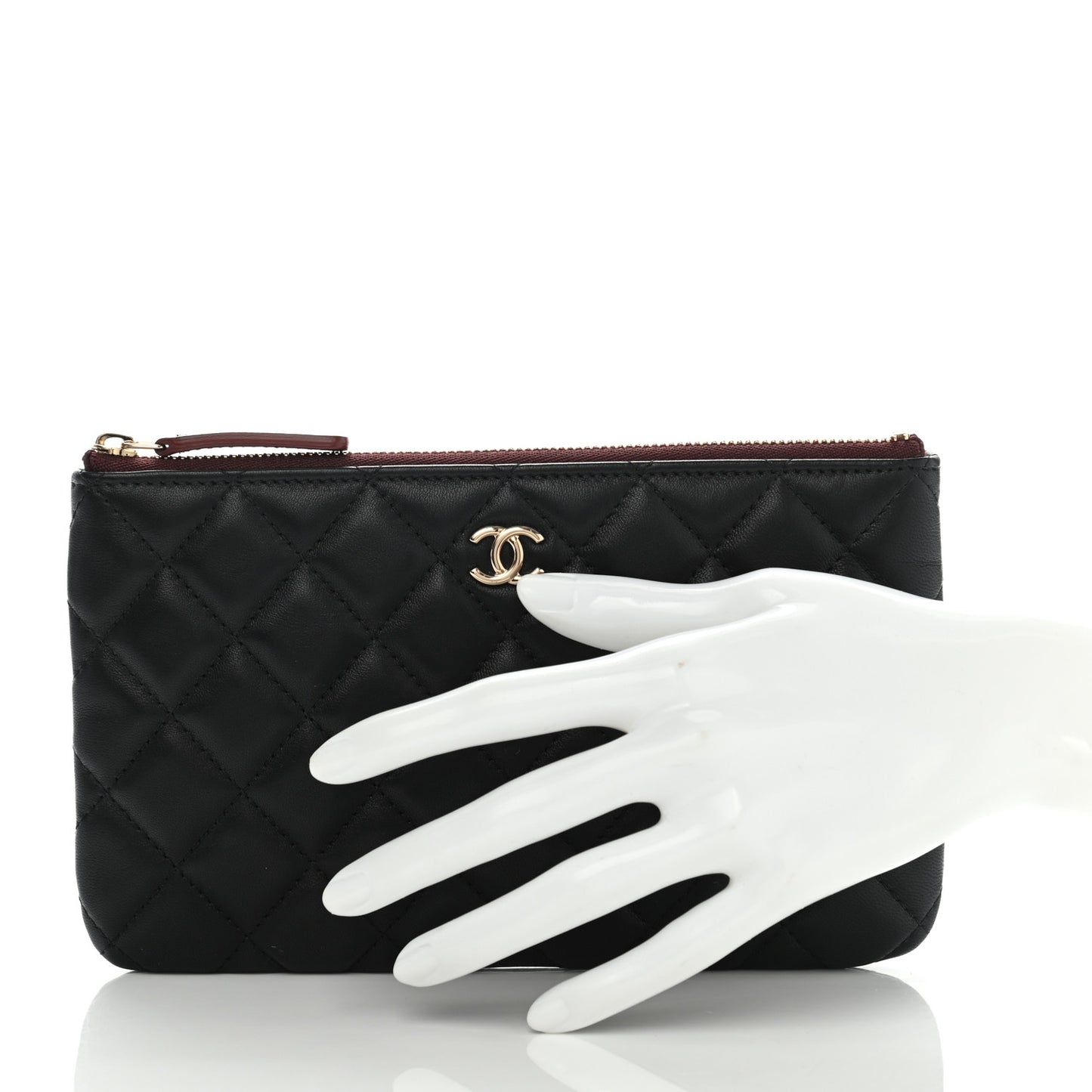 Lambskin Quilted Cosmetic Case Black