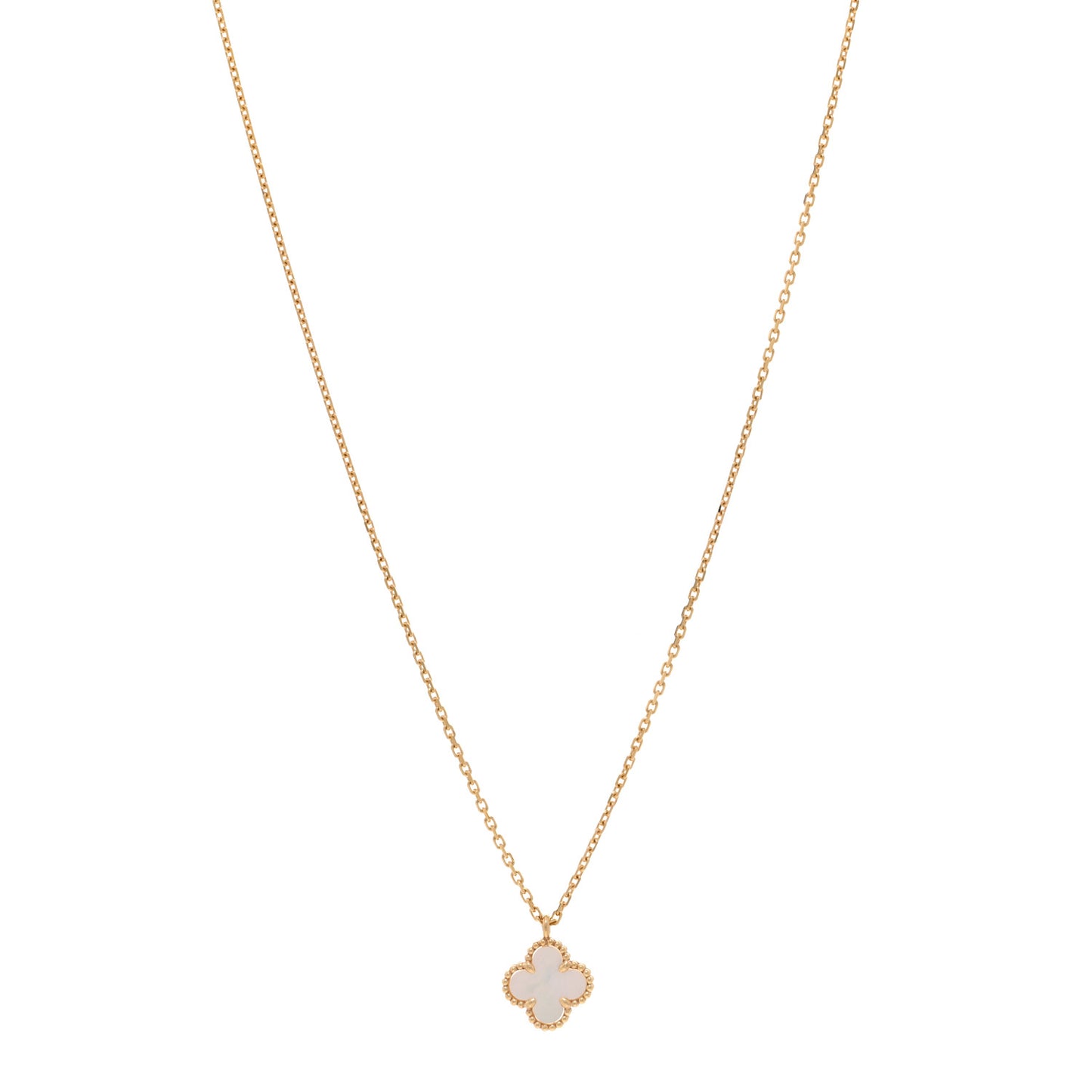 VAN CLEEF & ARPELS 18K Yellow Gold Mother of Pearl Sweet Alhambra Pendant Necklace