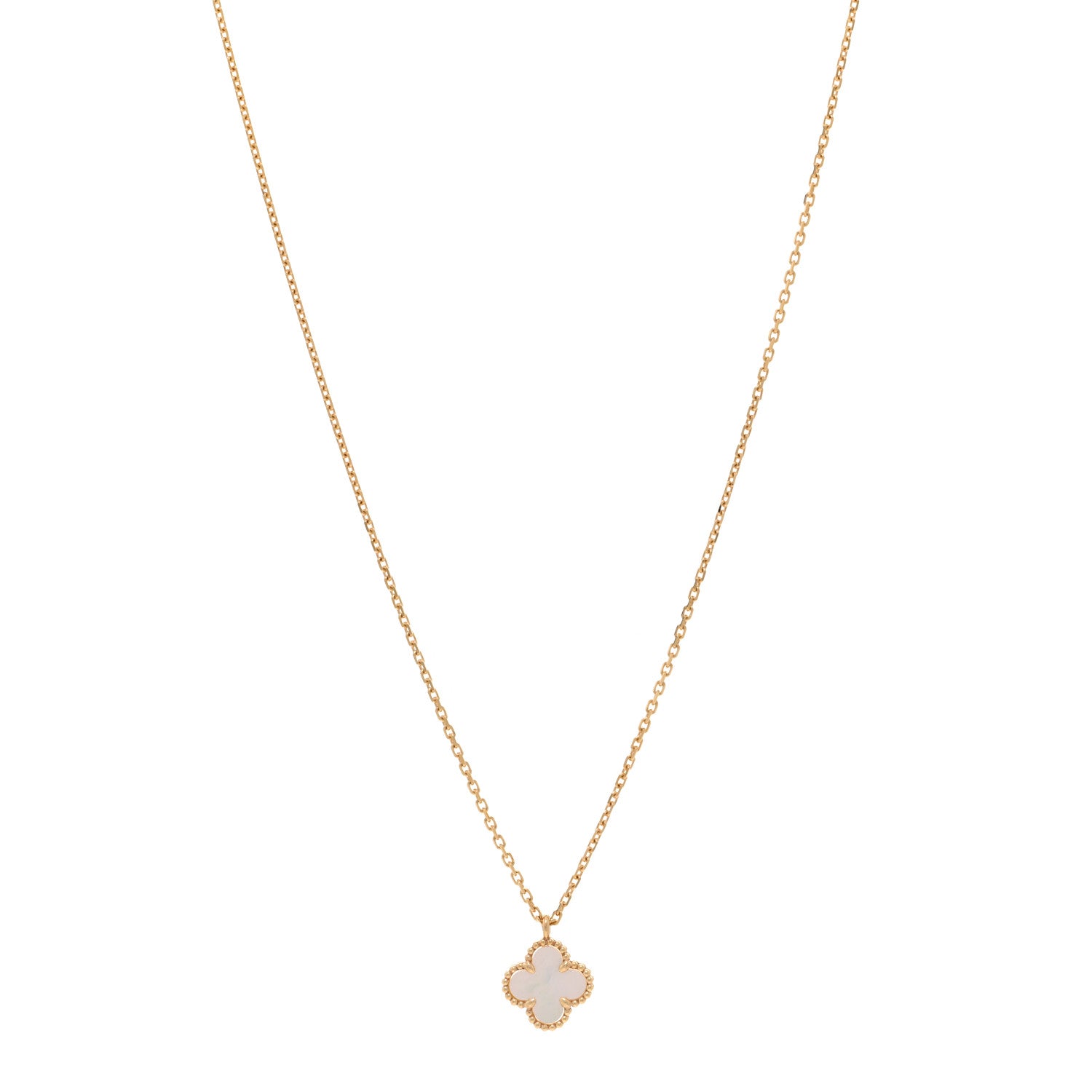 Van Cleef & Arpels VAN CLEEF & ARPELS 18K Yellow Gold Mother of Pearl Sweet Alhambra Pendant Necklace 1 of 5