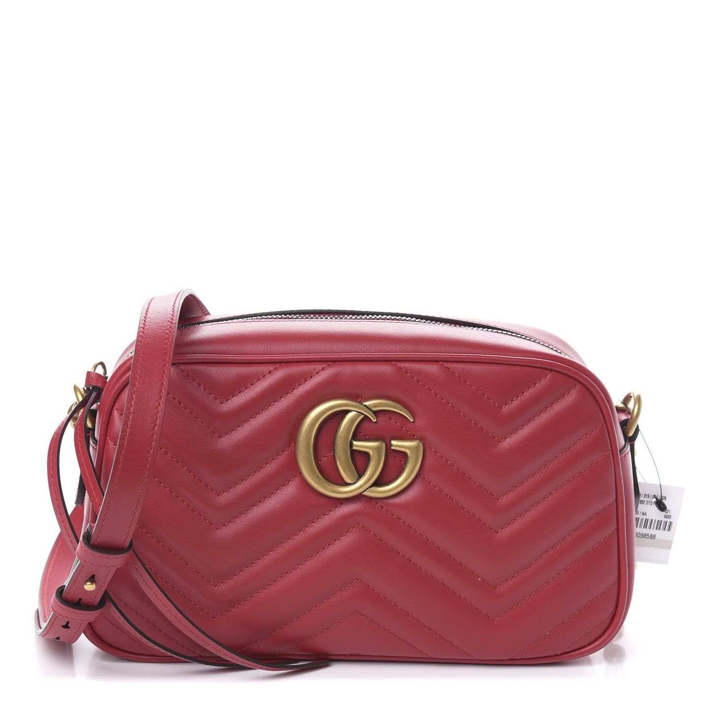 Calfskin Matelasse Small GG Marmont Chain Shoulder Bag Hibiscus Red