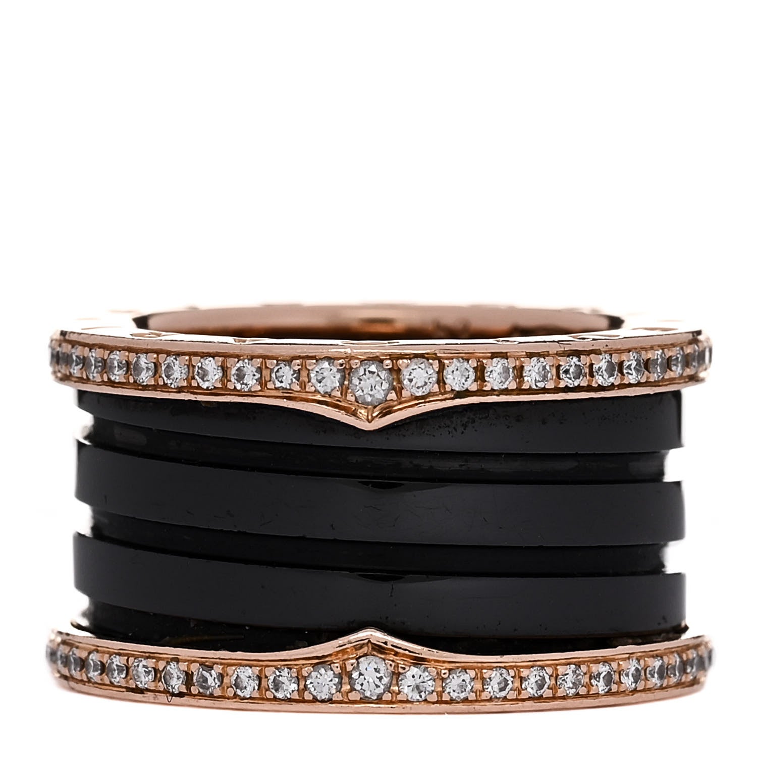 Bulgari 18K Rose Gold Black Ceramic Diamond B.Zero1 Four-Band Ring 53 6.25 3 of 5