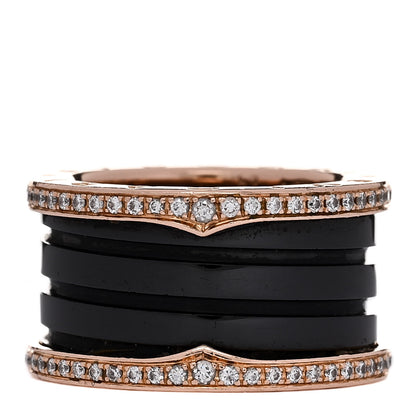 Bulgari 18K Rose Gold Black Ceramic Diamond B.Zero1 Four-Band Ring 53 6.25 3 of 5