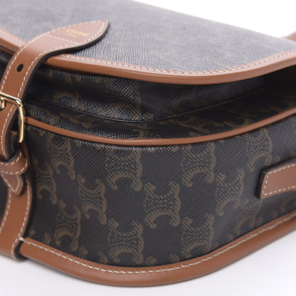 Celine Triomphe Canvas Medium Folco Bag Tan 8 of 10