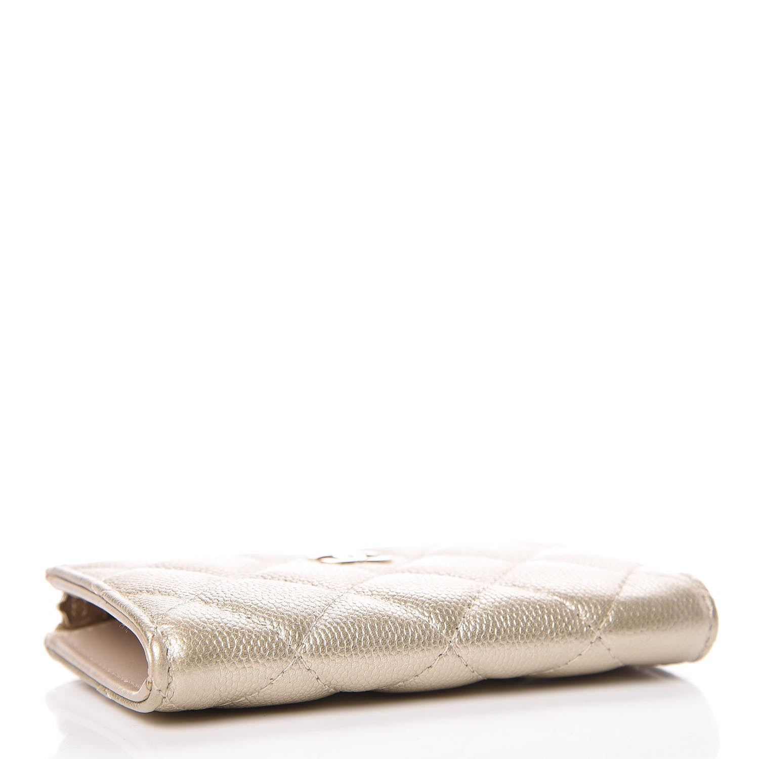 Chanel Metallic Caviar Quilted Key Holder Case Light Gold 4 of 12