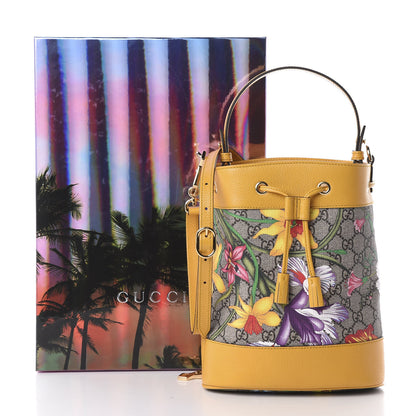 Gucci GG Supreme Monogram Flora Small Ophidia Bucket Bag Beige Multicolor Crop 11 of 11