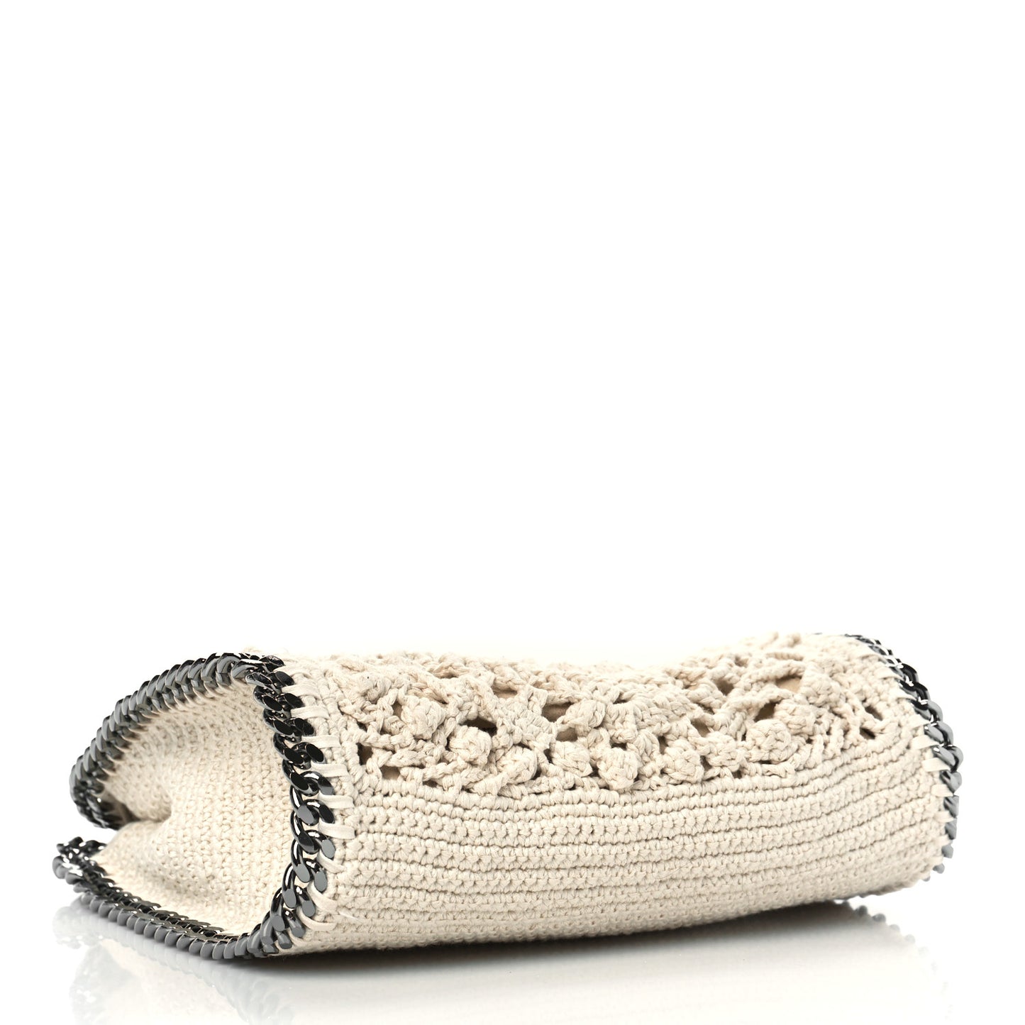 Cotton Crochet Falabella Ajouree Tote Bag White
