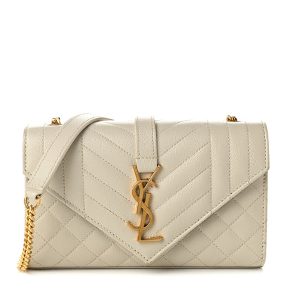 Saint Laurent Grain De Poudre Textured Mixed Matelasse Triquilt Small Monogram Satchel Crema Soft 1 of 10