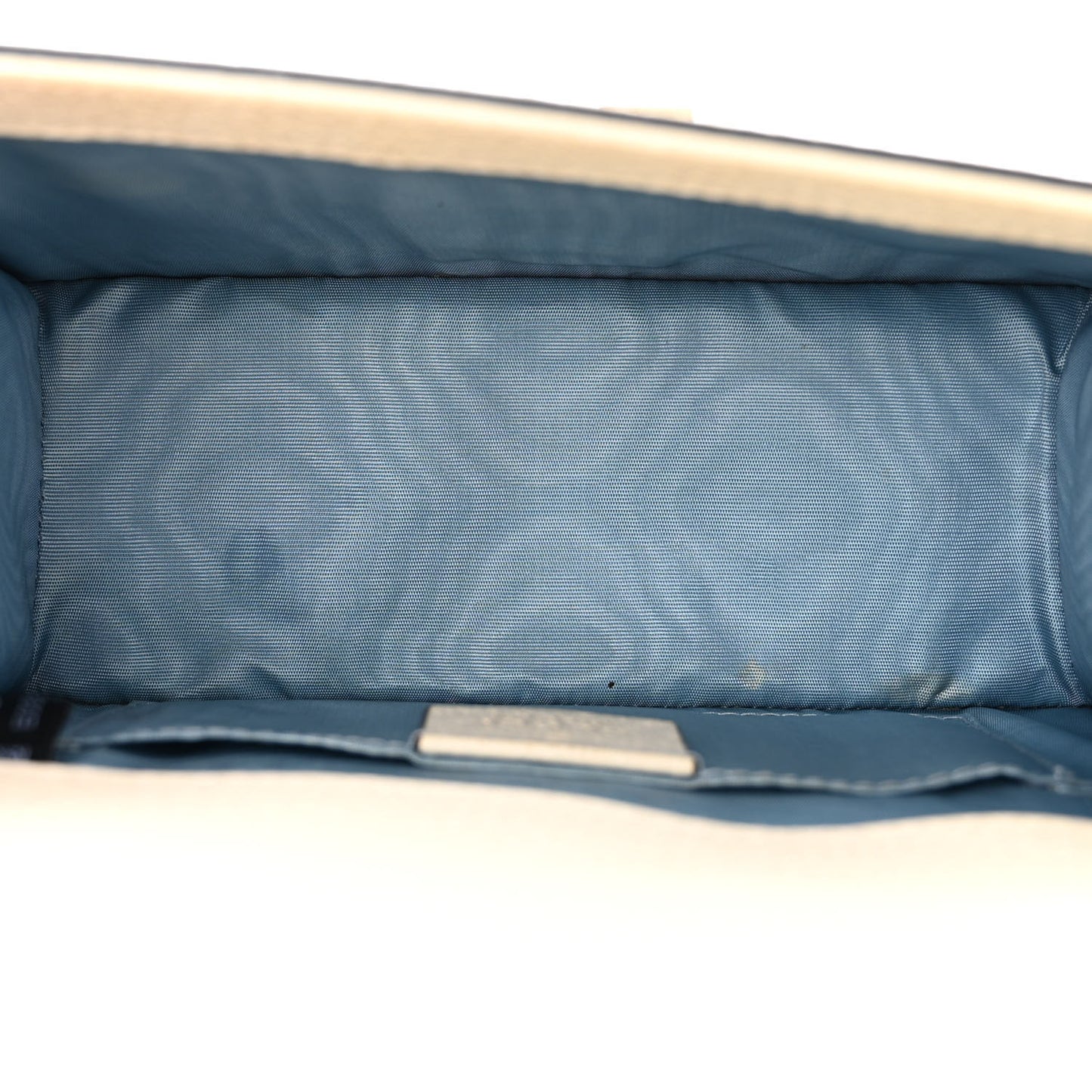 Textured Calfskin Bee Star Print Mini Sylvie Top Handle Bag Mystic White
