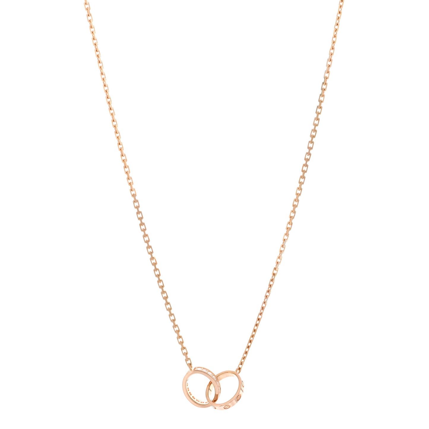 18K Pink Gold Diamond Interlocking LOVE Necklace
