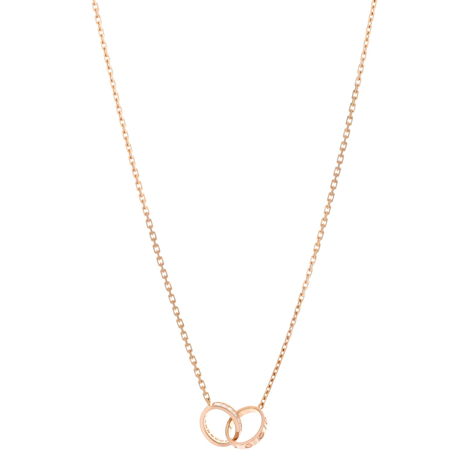 Cartier 18K Pink Gold Diamond Interlocking LOVE Necklace 1 of 5