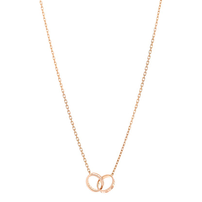 Cartier 18K Pink Gold Diamond Interlocking LOVE Necklace 1 of 5