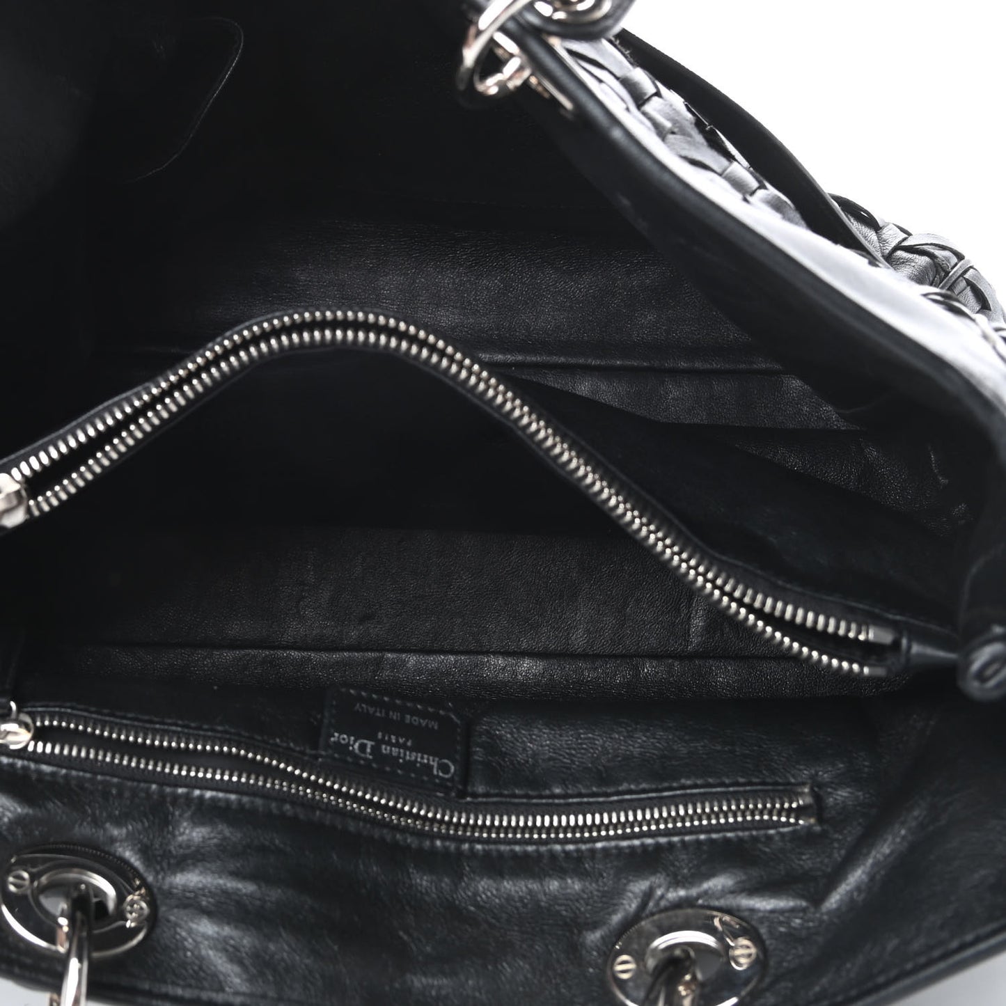 Lambskin Woven Lady Dior Avenue Tote Black