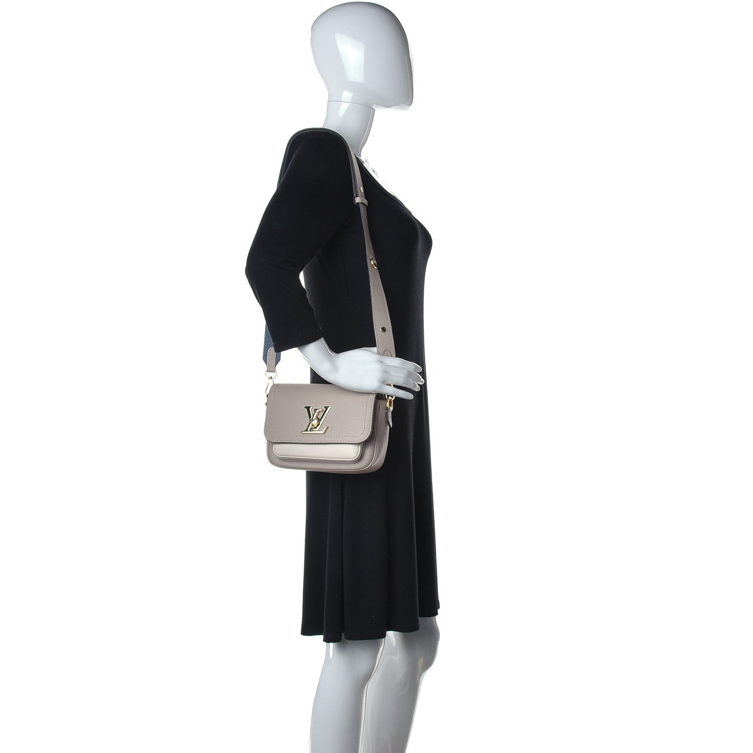 Louis Vuitton Grained Calfskin Lockme Tender Greige 2 of 10