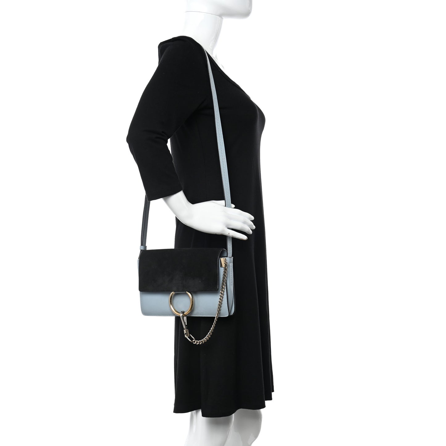 Suede Calfskin Mini Faye Shoulder Bag Fresh Blue Green