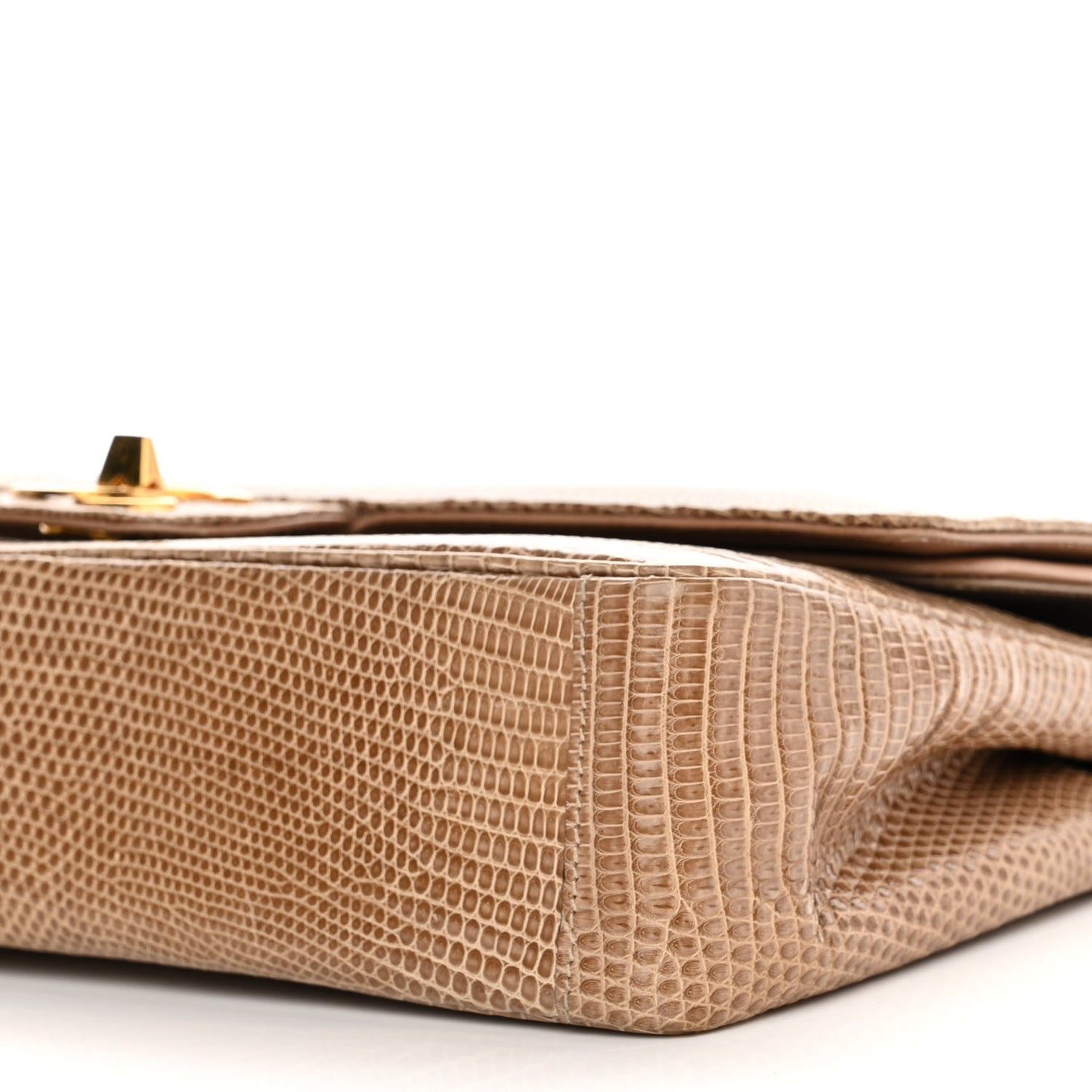 Lizard Medium Double Flap Beige