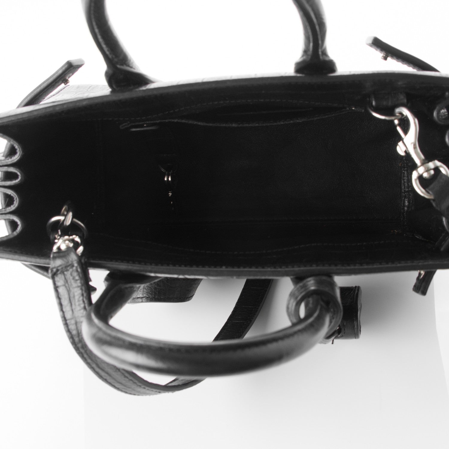 Saint Laurent Calfskin Crocodile Embossed Nano Sac De Jour Black 5 of 7