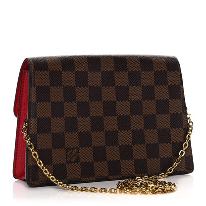 Louis Vuitton Damier Ebene Croisette Chain Wallet Scarlet 3 of 14