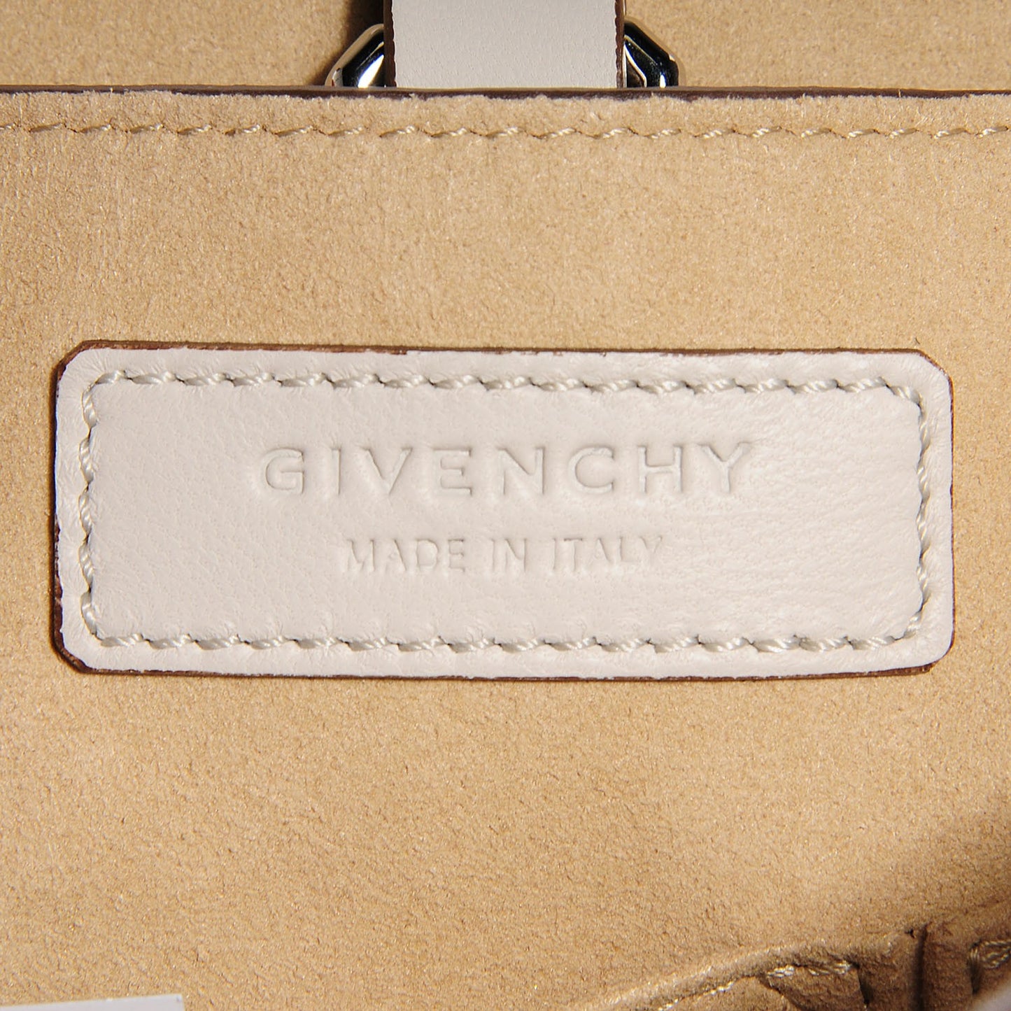 Calfskin Crocodile Embossed Shark Lock Satchel Off White