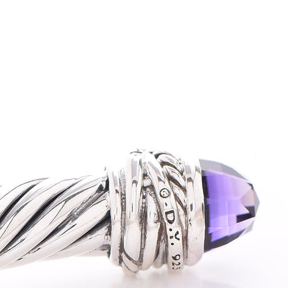 David Yurman Sterling Silver Diamond Amethyst 7mm Cable Crossover Bracelet 4 of 4