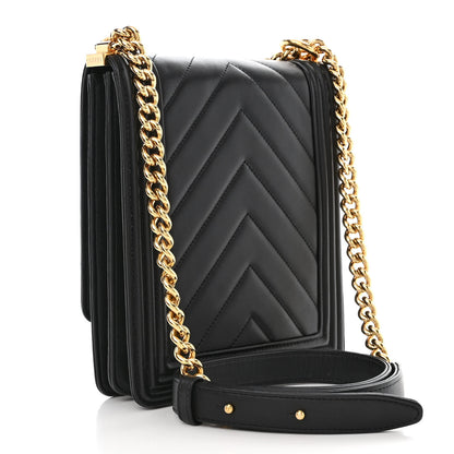 Chanel Calfskin Chrevron Quilted North South Boy Flap Black 3 of 10