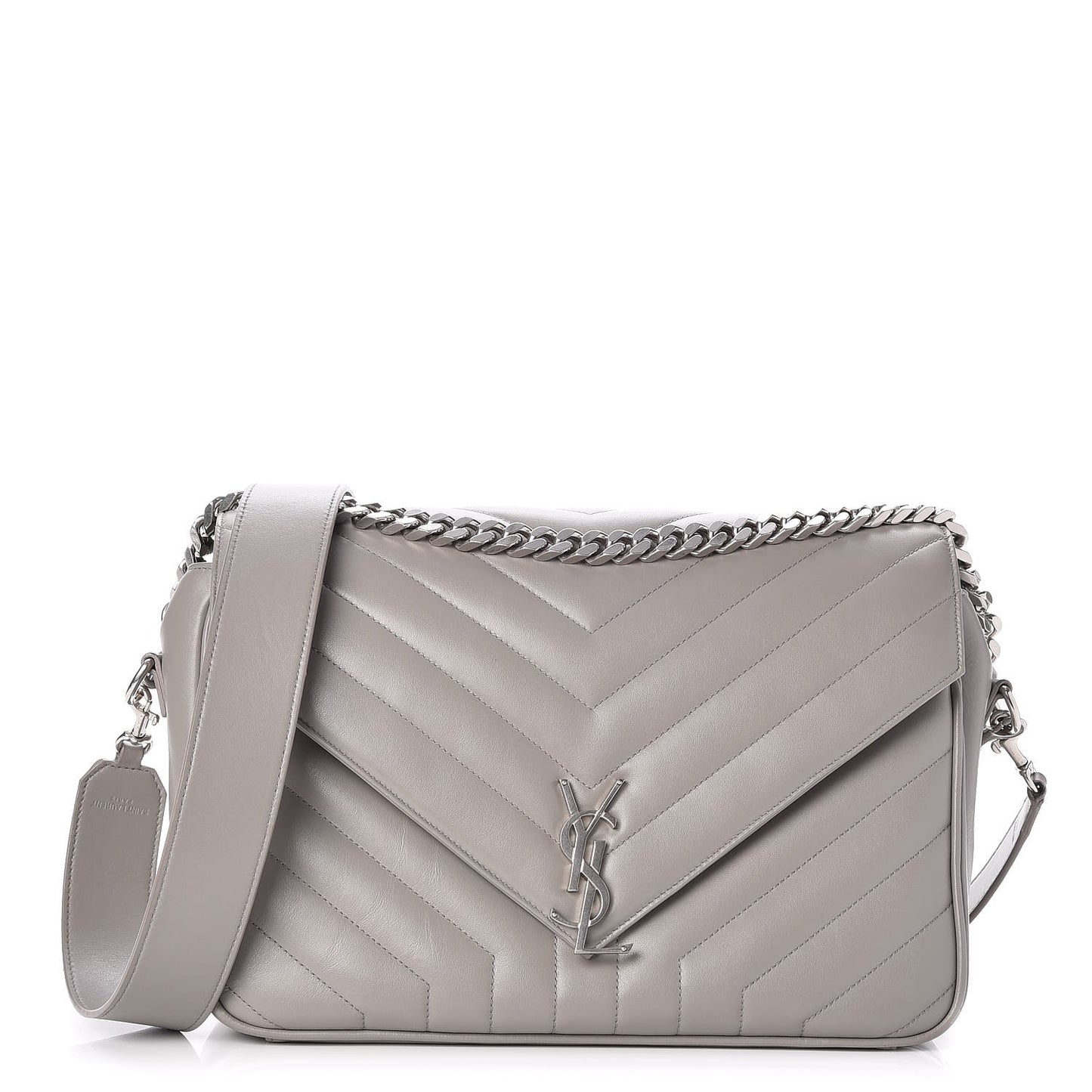 Calfskin Y Quilted Monogram Loulou Shoulder Bag Pearl Grey
