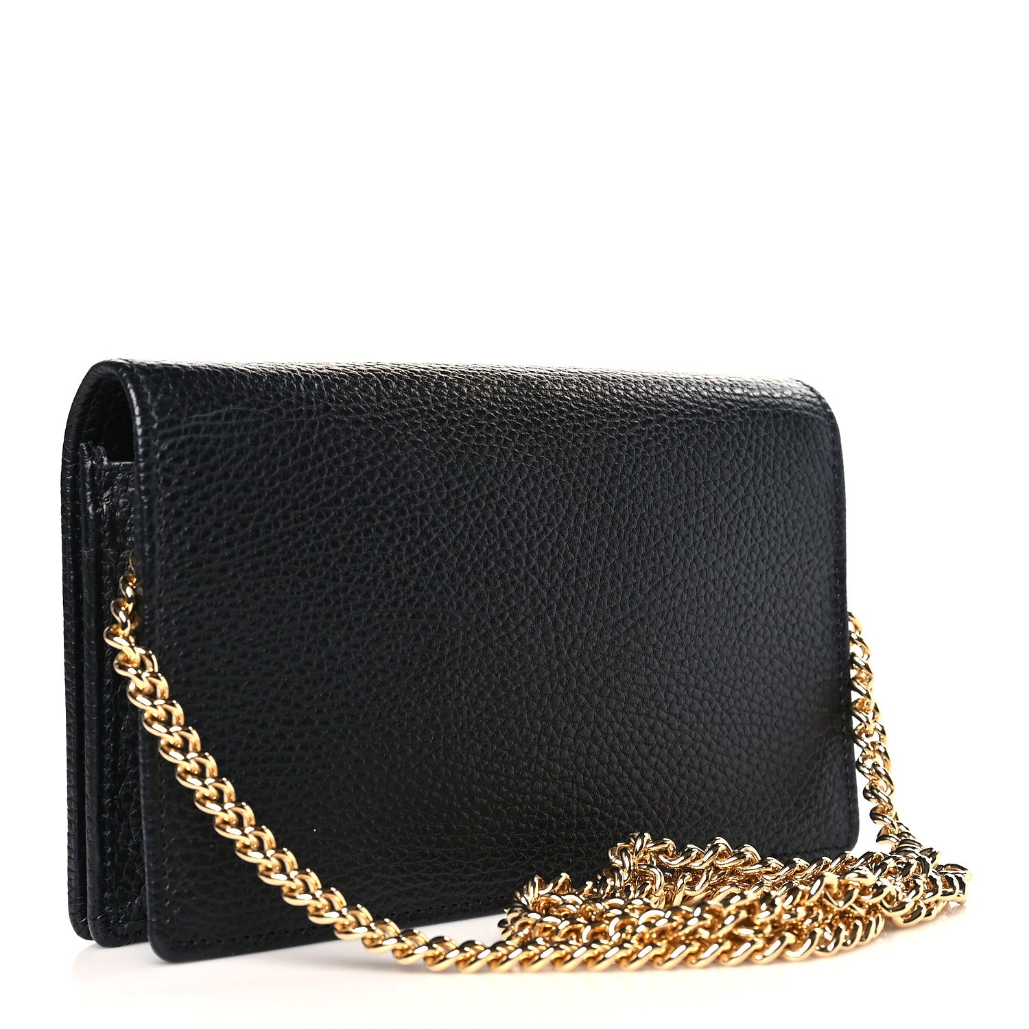 Gucci Calfskin Mini GG Marmont Chain Wallet Black 3 of 8