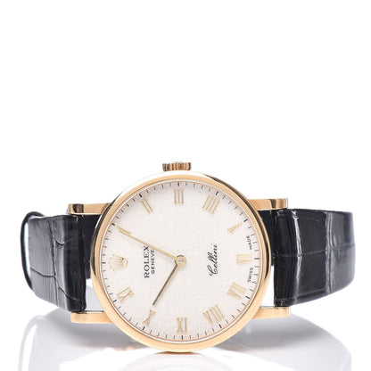 Rolex 18K Yellow Gold Alligator 26mm Cellini Manual Winding Watch White Jubilee 5109 3 of 9