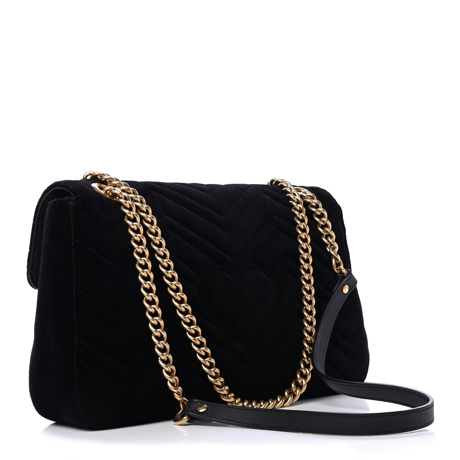 Gucci Velvet Matelasse Medium GG Marmont Shoulder Bag Black 2 of 4