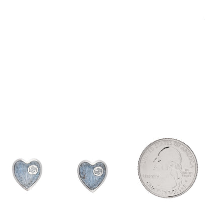 Gucci Sterling Silver Enamel Interlocking G Heart Stud Earrings Blue 2 of 5