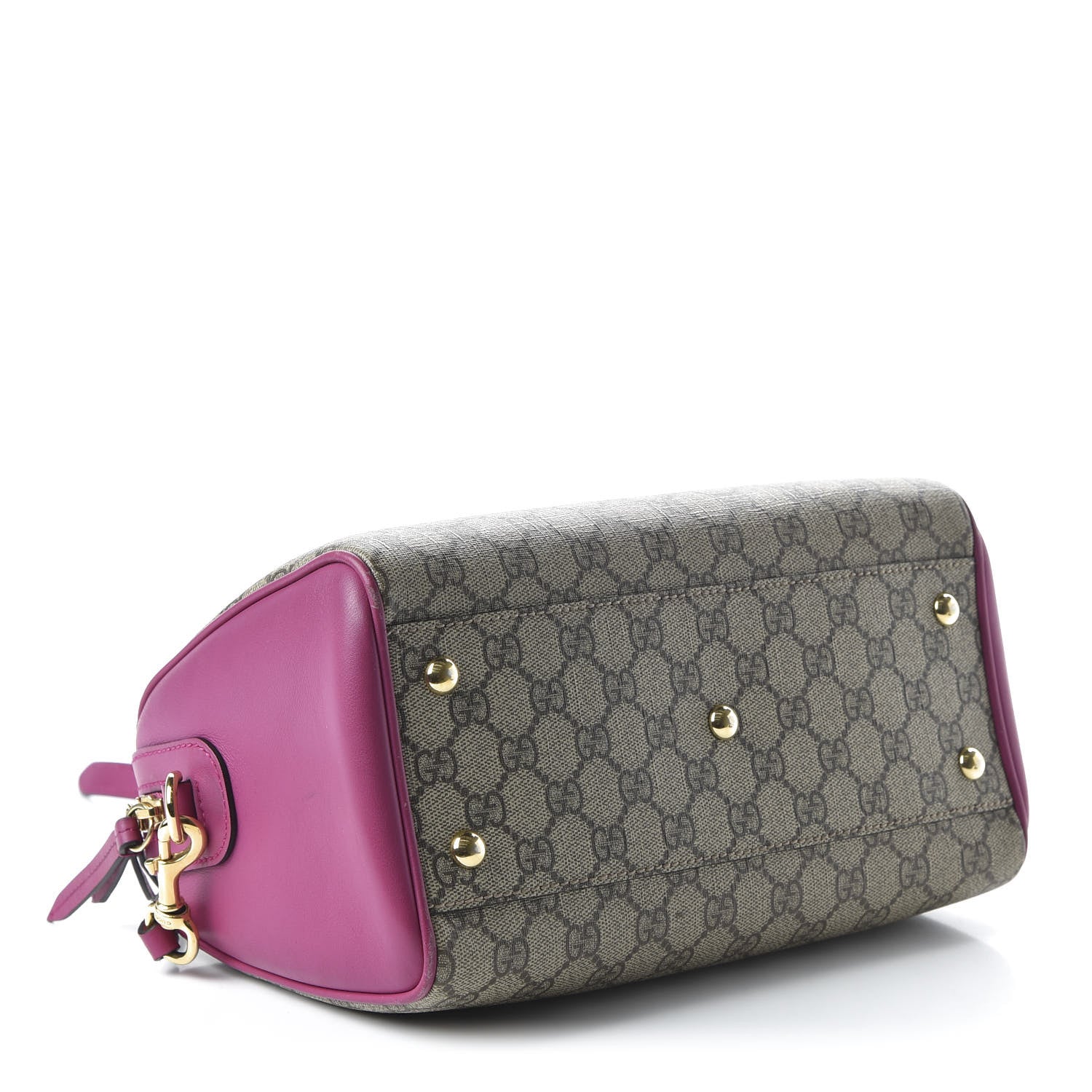 Gucci GG Supreme Monogram Moon Calfskin Small Boston Beige Ebony Hibiscus Red New Rosette 4 of 10