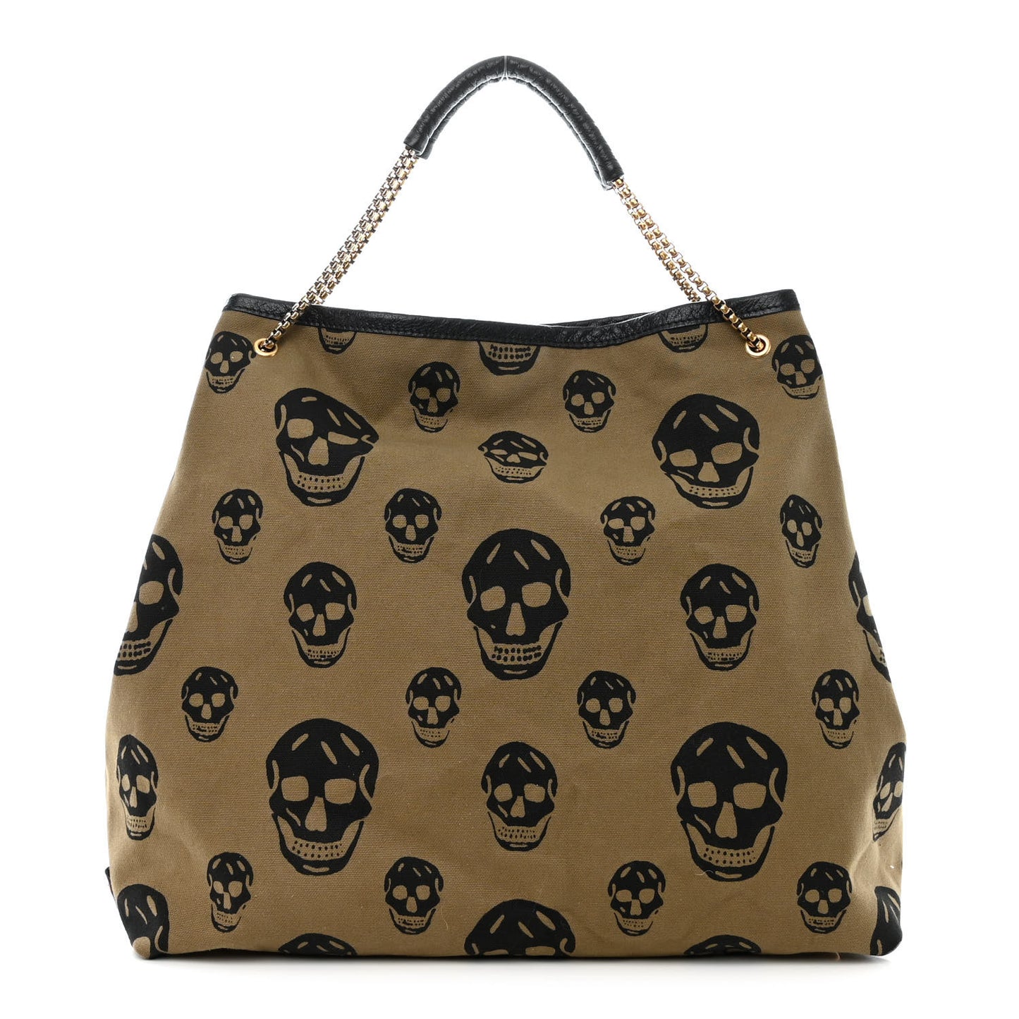 Canvas Skull Print Shoulder Bag Green Black