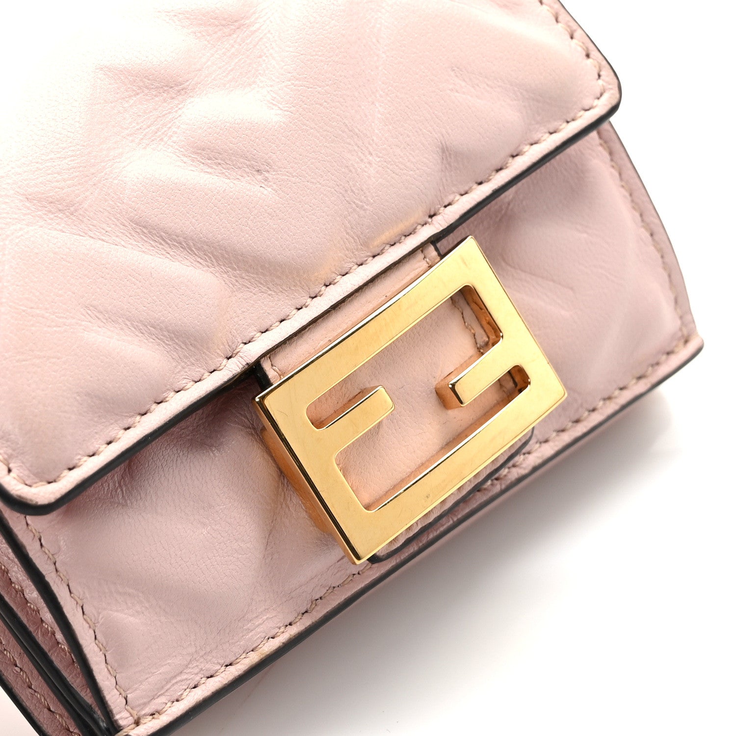 Fendi Nappa Matisse FF Diagonal Embossed Micro Tri-Fold Wallet Rosa Quarzo 9 of 10